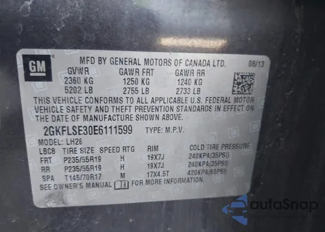 2014 GMC Terrain Slt-1 from USA, damaged, VIN 2GKFLSE30E6111599